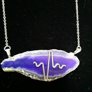 Handmade Agate Pulse Heartbeat Necklace